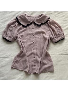 Ank Rouge Dusty Pink Peter Pan Collar Lace Blouse Jirai Kei Size S From Japan